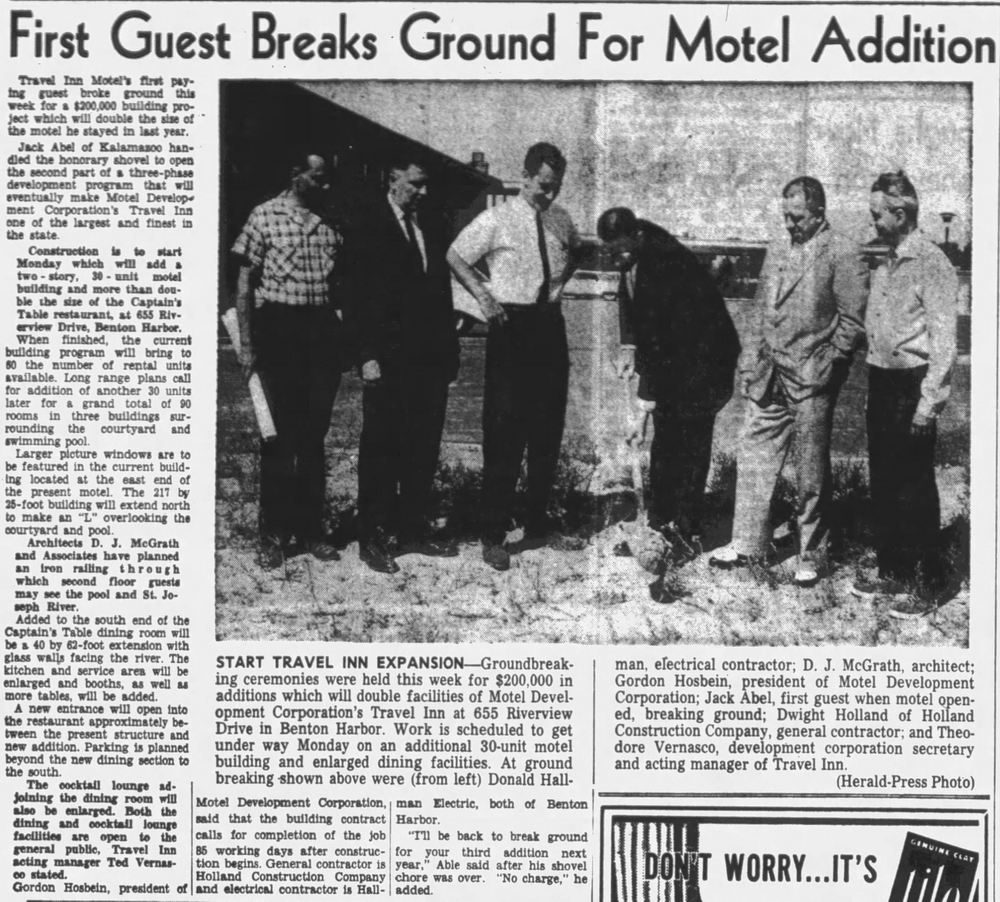 Travel Inn (Hills Travel Inn, New Harbor Condominiums) - Aug 11 1962 Groundbreaking (newer photo)